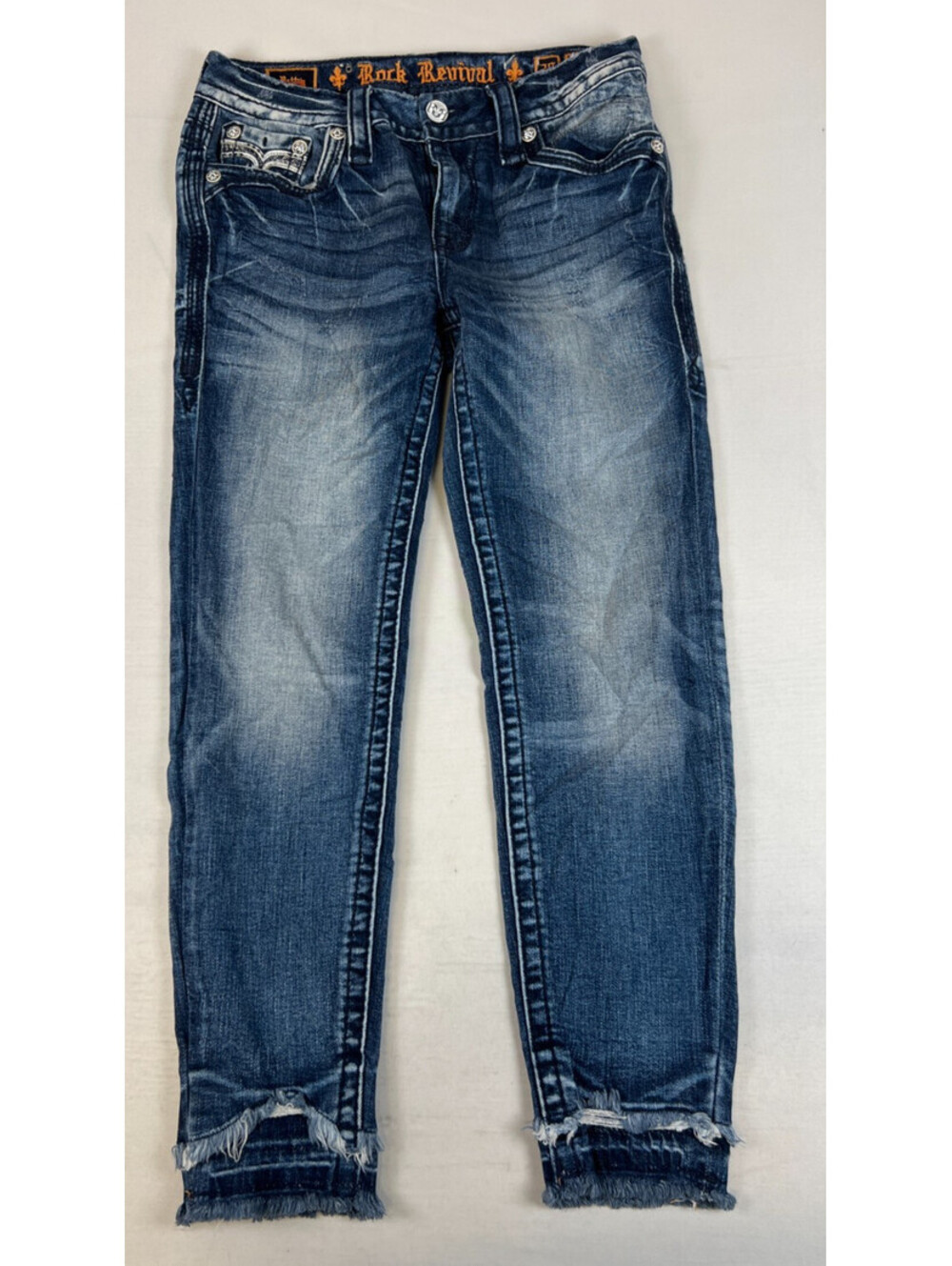 Rock Revival Betty Mid-Rise Ankle Skinny Jeans Women Size 28 Distressed Denim